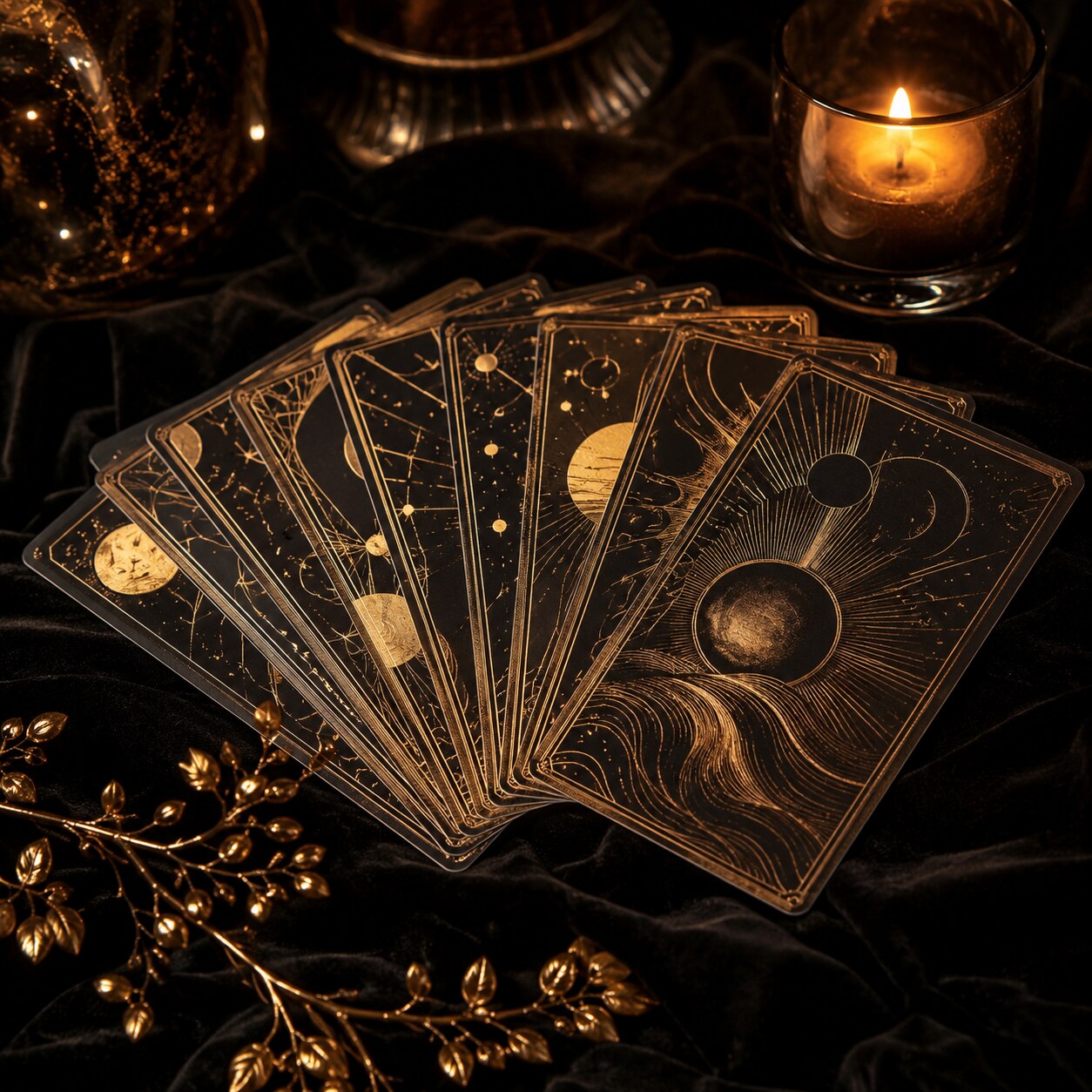Cartes oracle premium disposées en éventail